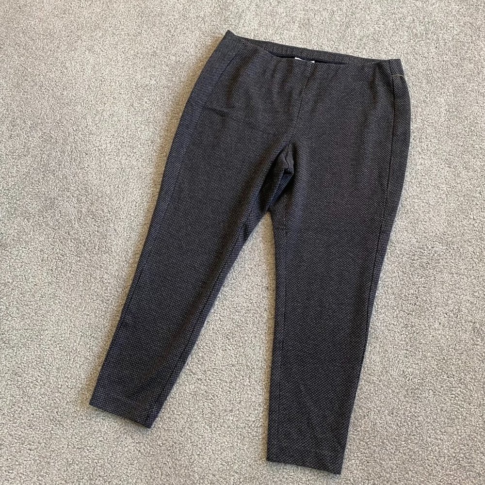 - J. Jill Ponte Leggings Soft Stretchy Slim Legs Gray & Black LARGE -     1G1712